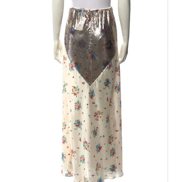 Rabanne Chainmail Sequin-Embellished Maxi Floral Metallic Skirt Multi Color NWT - Picture 12 of 15